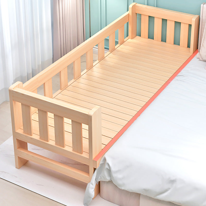 Washed Natural Wood Baby Crib Modern Nursery Crib with Guardrail