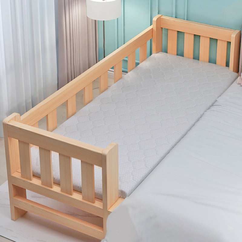 Washed Natural Wood Baby Crib Modern Nursery Crib with Guardrail