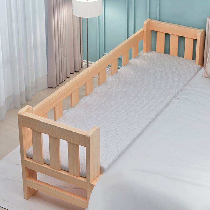 Washed Natural Wood Baby Crib Modern Nursery Crib with Guardrail