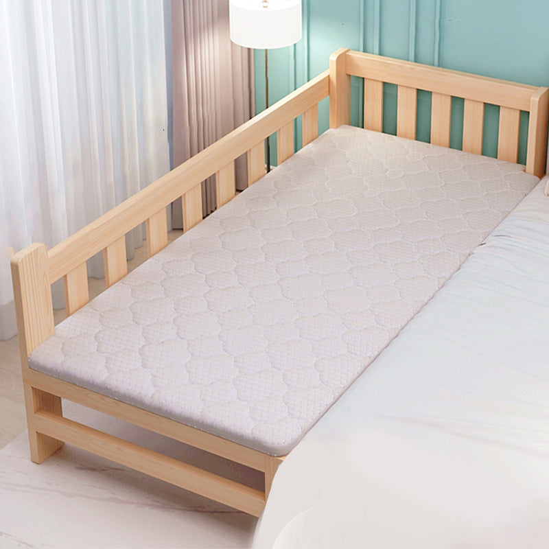 Washed Natural Wood Baby Crib Modern Nursery Crib with Guardrail