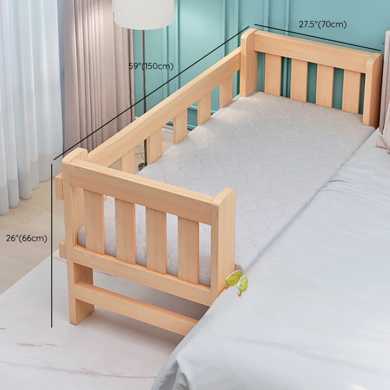 Washed Natural Wood Baby Crib Modern Nursery Crib with Guardrail