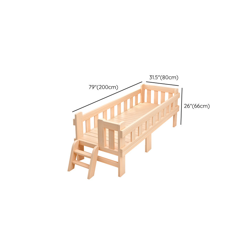 Washed Natural Wood Baby Crib Modern Nursery Crib with Guardrail