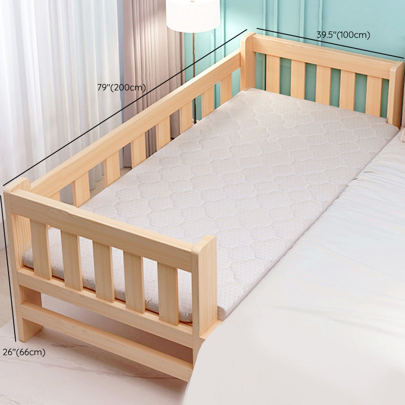 Washed Natural Wood Baby Crib Modern Nursery Crib with Guardrail