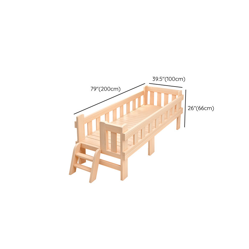 Washed Natural Wood Baby Crib Modern Nursery Crib with Guardrail