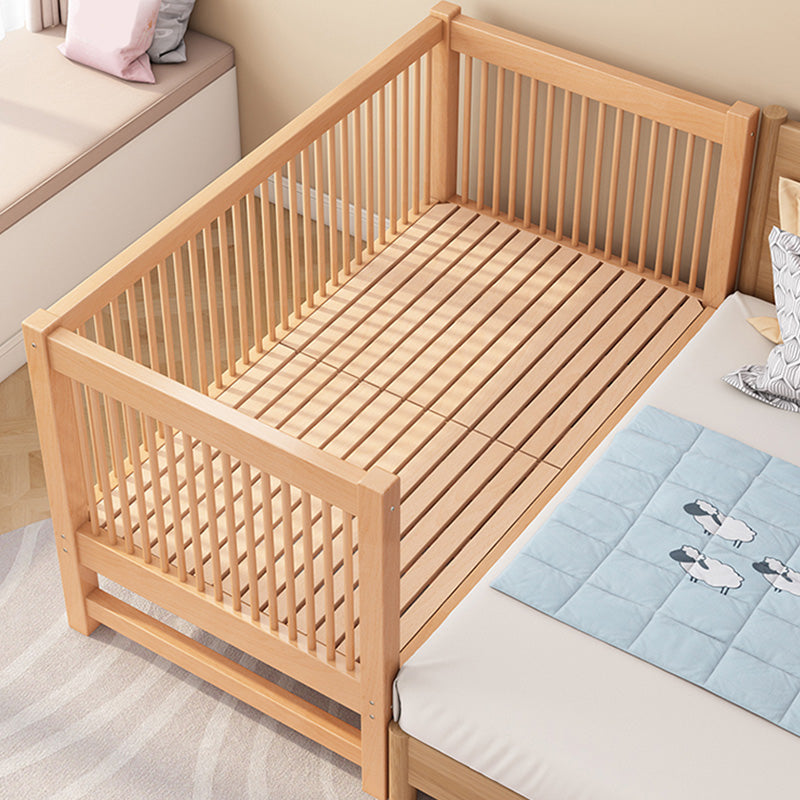 Washed Natural Nursery Crib Modern Wood  Nursery Crib with Guardrail