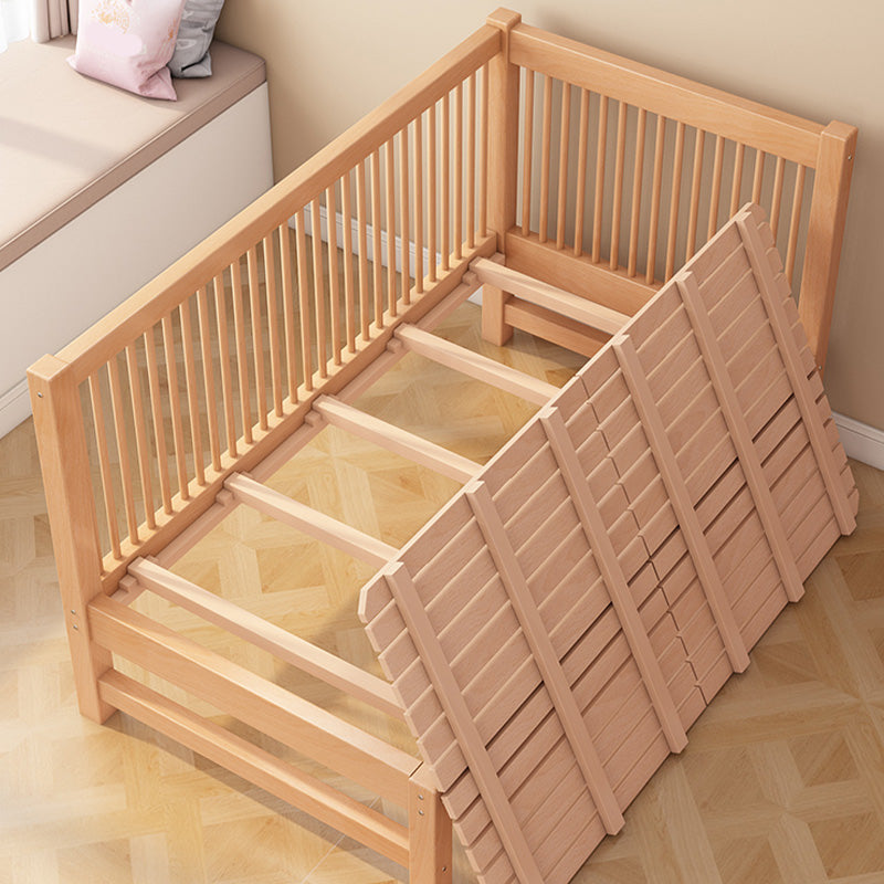 Washed Natural Nursery Crib Modern Wood  Nursery Crib with Guardrail