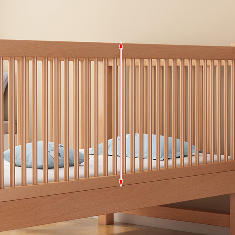 Washed Natural Nursery Crib Modern Wood  Nursery Crib with Guardrail