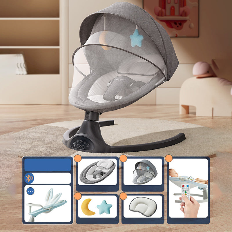 Portable Oval Crib Cradle Metal Moses Basket with Upholstered for Baby