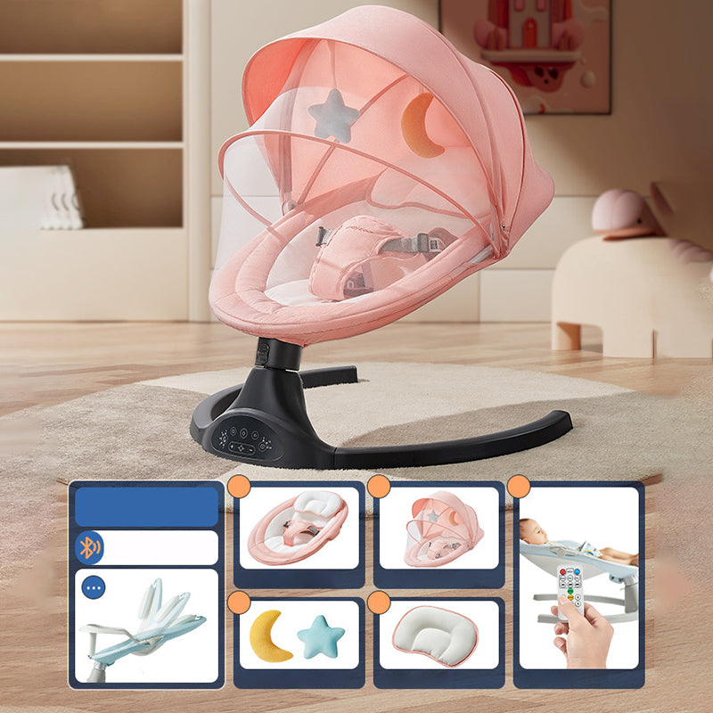 Portable Oval Crib Cradle Metal Moses Basket with Upholstered for Baby