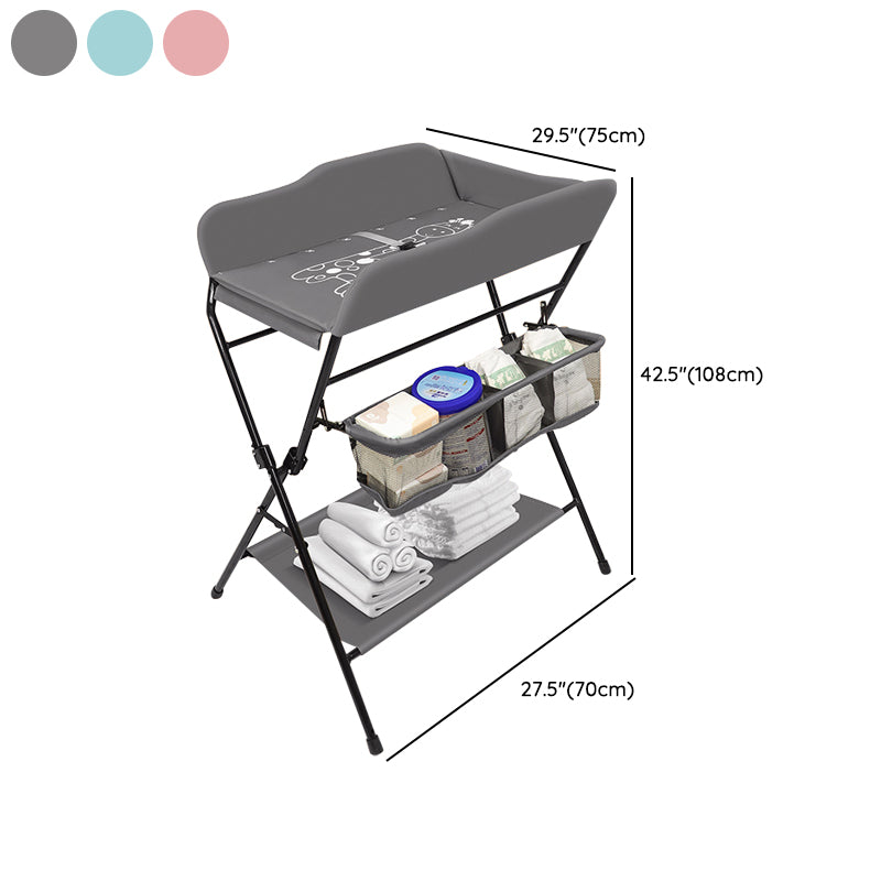 Modern Baby Changing Table Folding Metal Changing Table with Storage