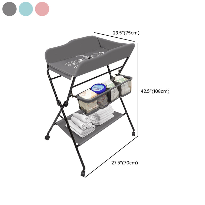 Modern Baby Changing Table Folding Metal Changing Table with Storage