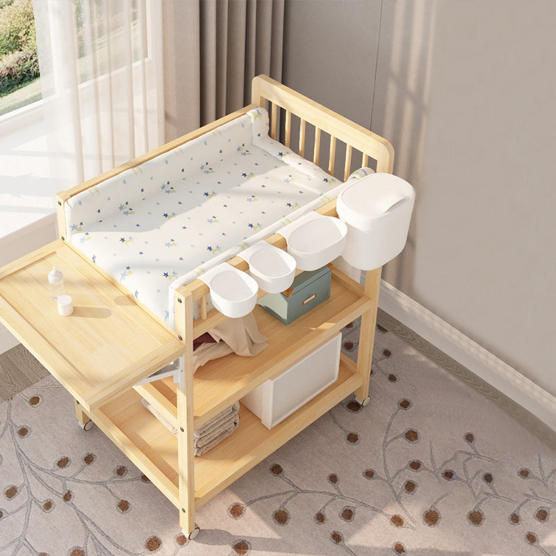 Pine Wooden Changing Table Modern Baby Changing Table with Storage