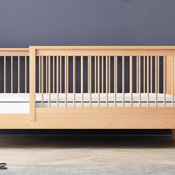 Contemporary Solid Wood Nursery Crib with Guardrail for Bedroom
