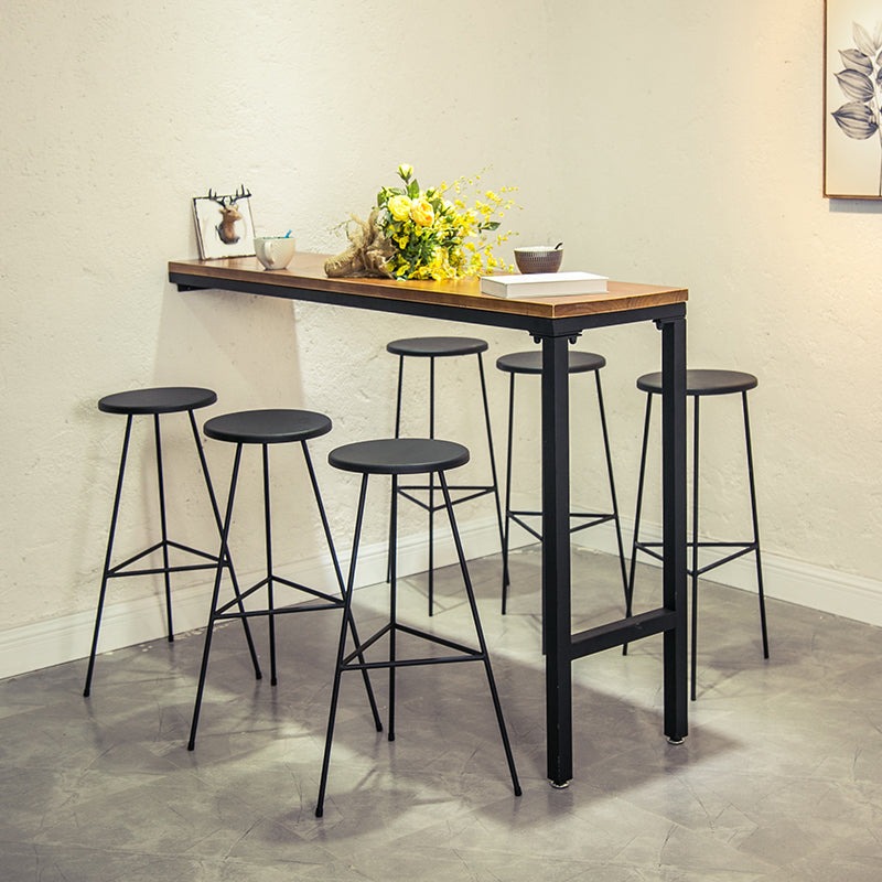 Industrial Rectangle Bar Table Set 1/2/7 Pcs Brown Wooden Bar Table Set