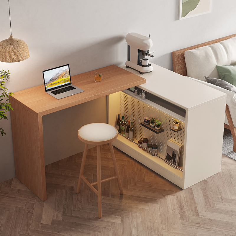 Modern Rectangle Wood Counter Table 2 Pieces Bar Table Set for Living Room