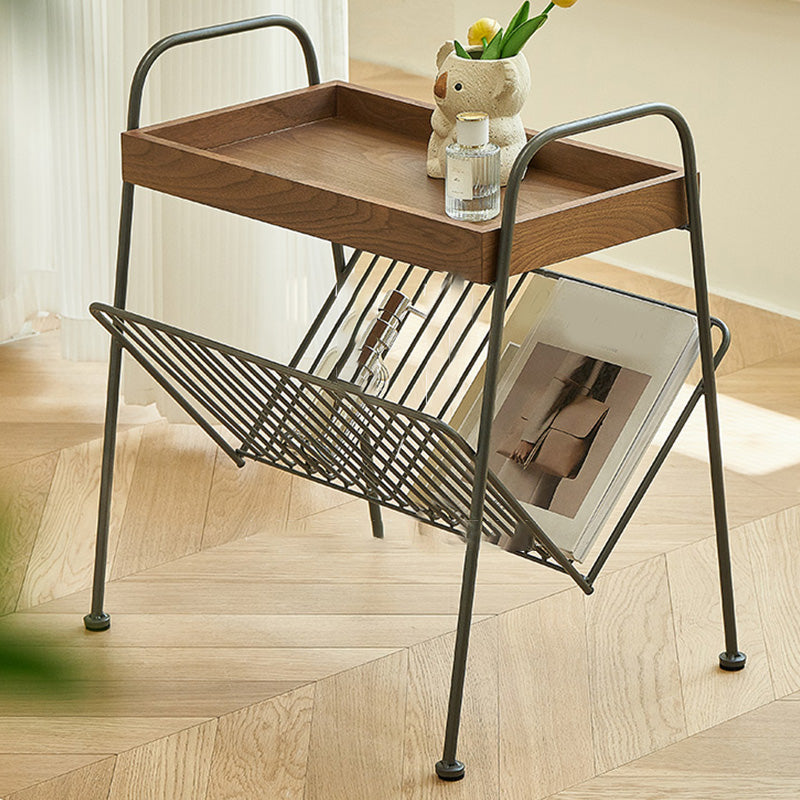 Modern Side Table Solid Wood Accent Side Table with Tray Top
