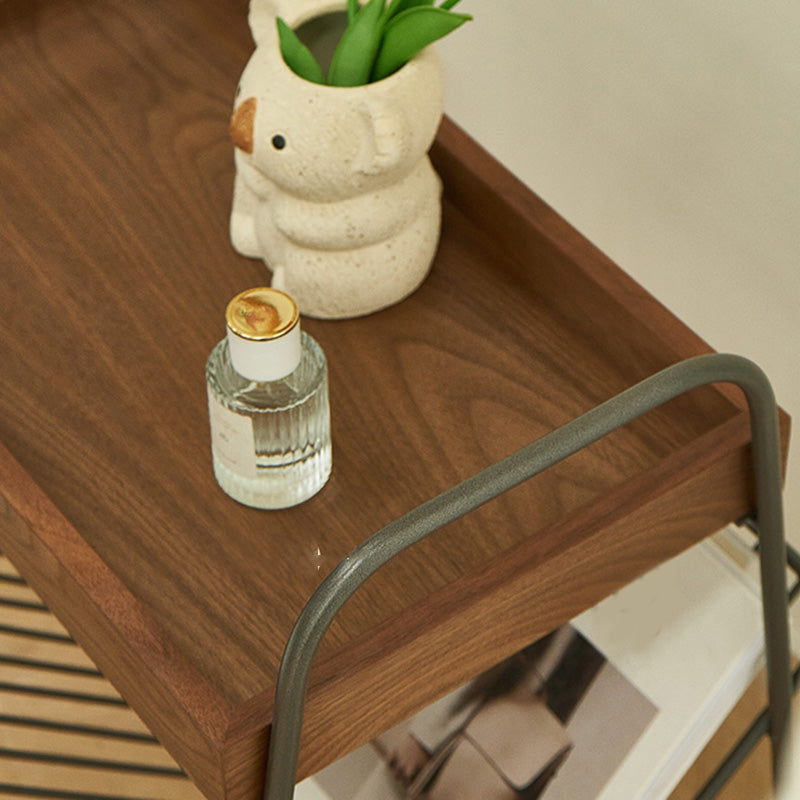 Modern Side Table Solid Wood Accent Side Table with Tray Top