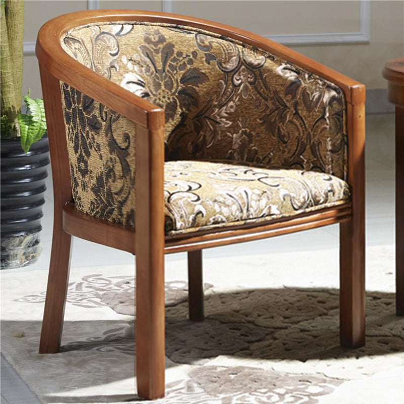 Brown Solid Wood Frame Dining Arm Chair Indoor Upholstered Arm Chair