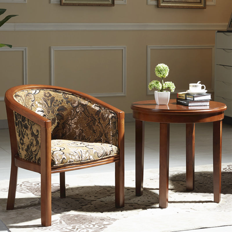 Brown Solid Wood Frame Dining Arm Chair Indoor Upholstered Arm Chair