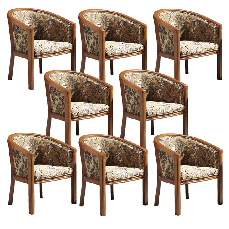 Brown Solid Wood Frame Dining Arm Chair Indoor Upholstered Arm Chair