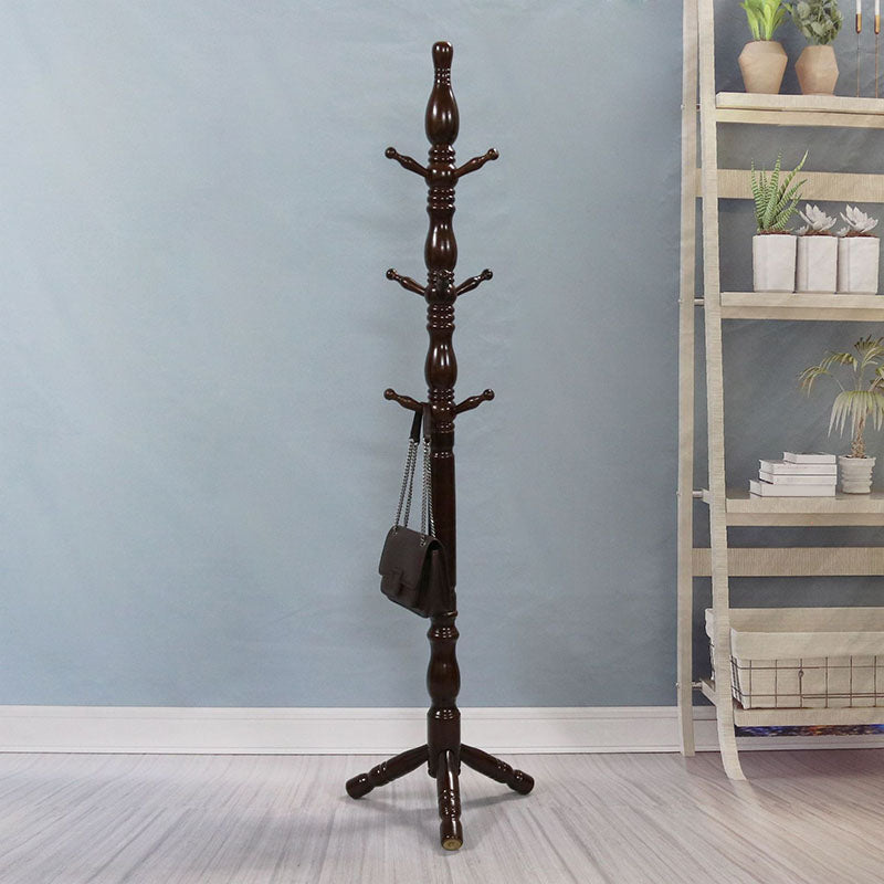 Traditional Wood Hall Tree Free Standing Entry Hall Tree with Coat Hooks