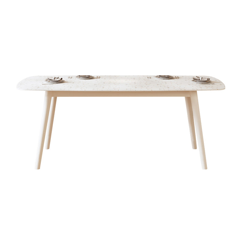 Modern Stone White Dining Table Ash Wood Base for Dining Room