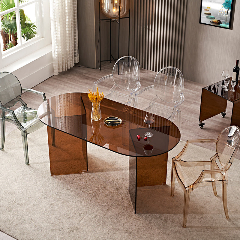 Modern Tempered Glass Dining Table Glass Base for Dining Room