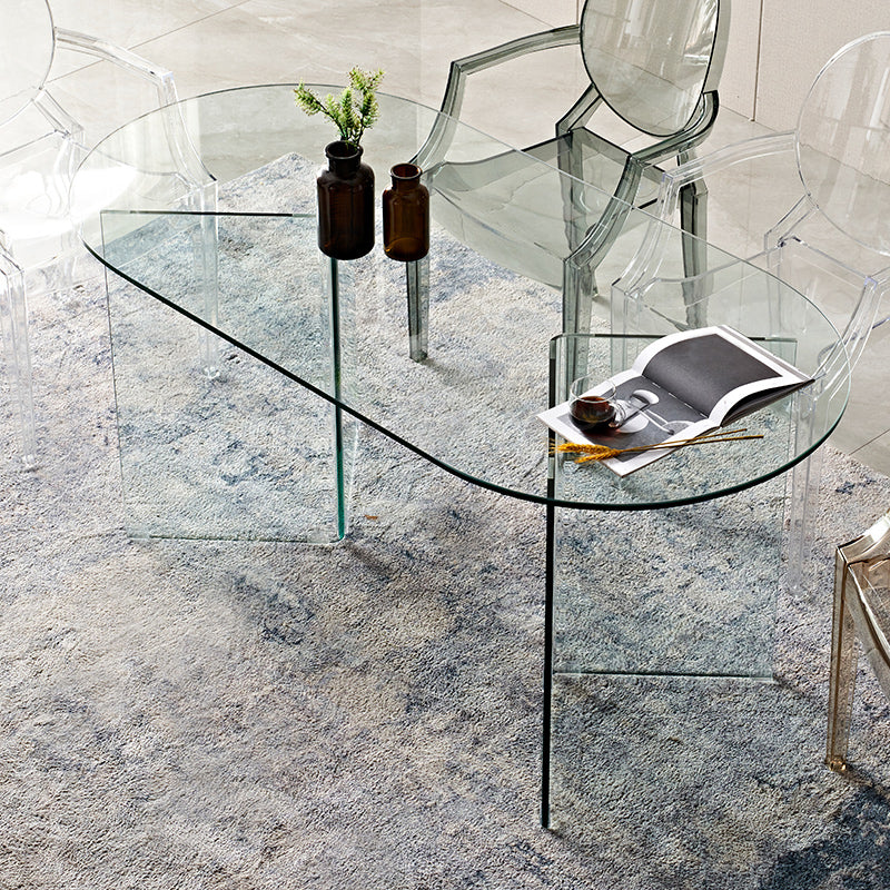 Modern Tempered Glass Dining Table Glass Base for Dining Room