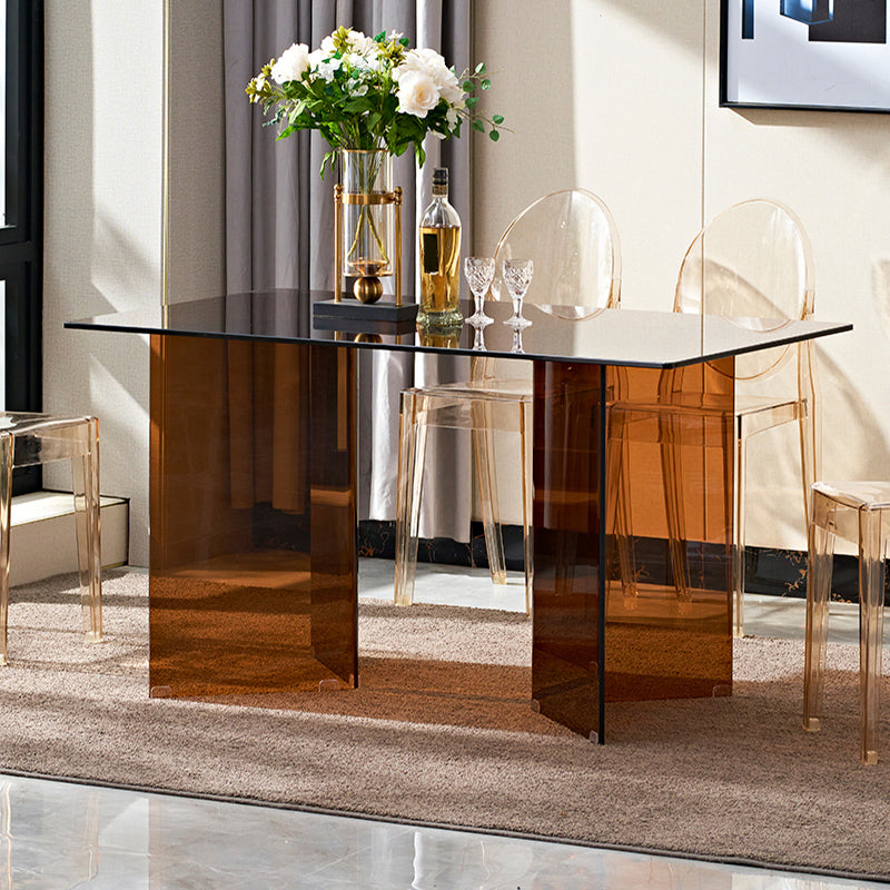 Modern Tempered Glass Dining Table Glass Base for Dining Room