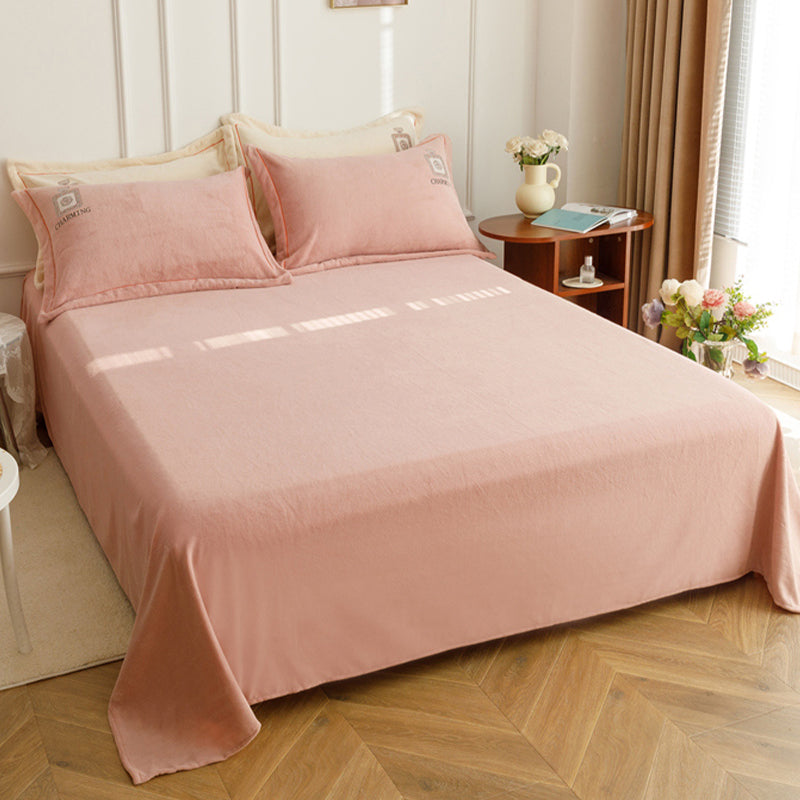 Elegant Bed Sheet Set Cotton Solid Color Fitted Sheet for Bedroom