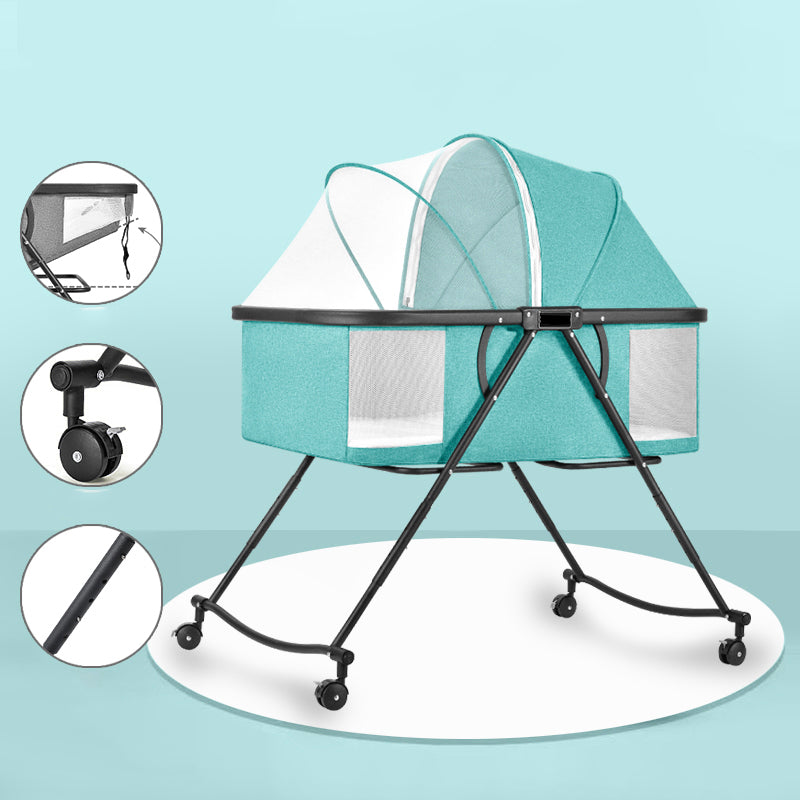 Modern Rocking Metal Gliding Crib Cradle Height Adjustable with Bedding