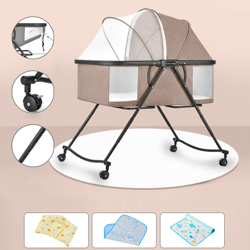 Modern Rocking Metal Gliding Crib Cradle Height Adjustable with Bedding