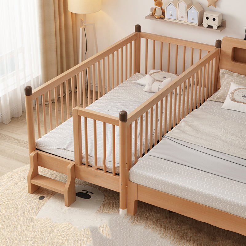 Traditional Wooden Nursery Bed Rectangle Pure Color Baby Crib