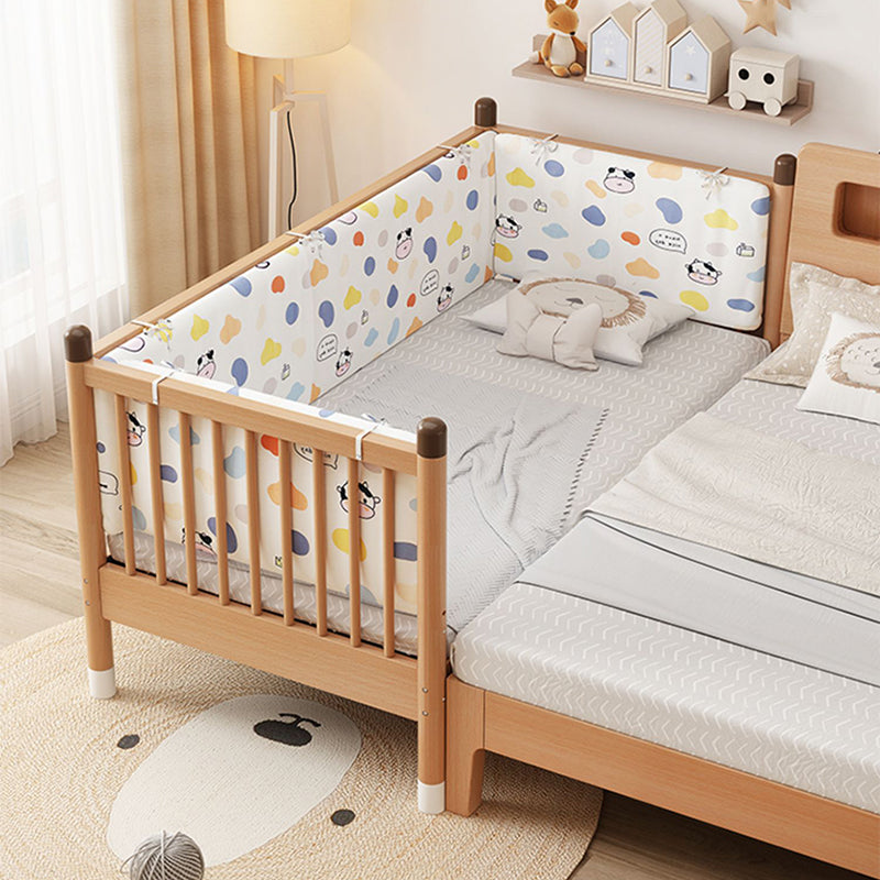 Traditional Wooden Nursery Bed Rectangle Pure Color Baby Crib