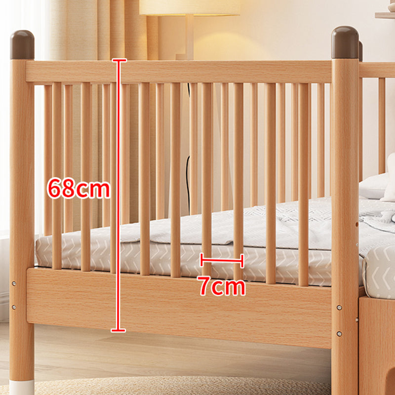 Traditional Wooden Nursery Bed Rectangle Pure Color Baby Crib