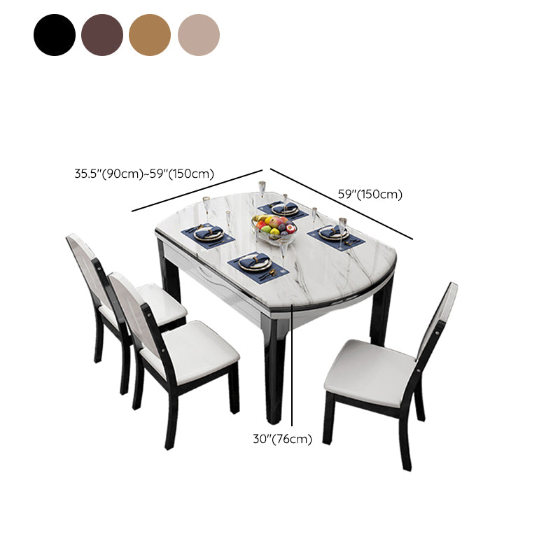 Simplicity Style Dining Site Table Faux Marble Furniture with Drop-Leaf