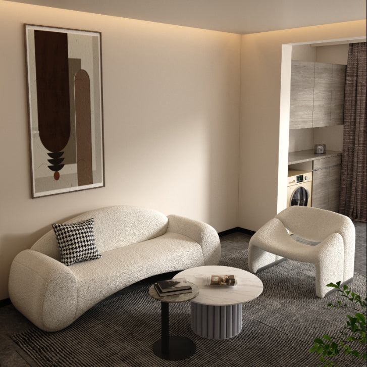 Scandinavian Seating White Cushions Standard Recessed Arm Living Room Sofa