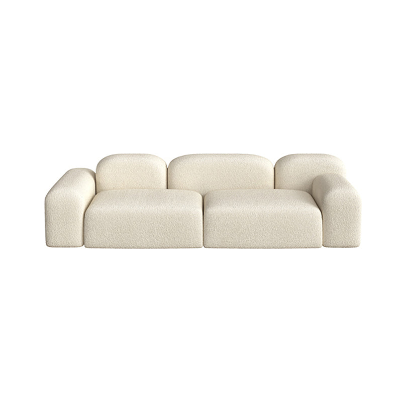Scandinavian Sofa Fabric White Cushions Standard Square Arm Living Room Seating