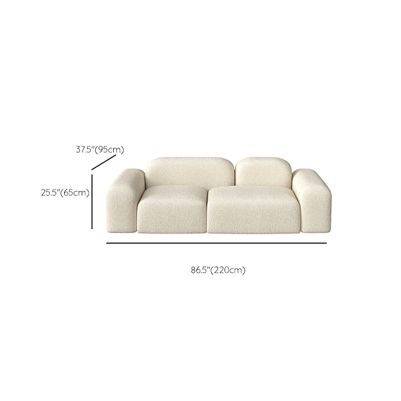 Scandinavian Sofa Fabric White Cushions Standard Square Arm Living Room Seating