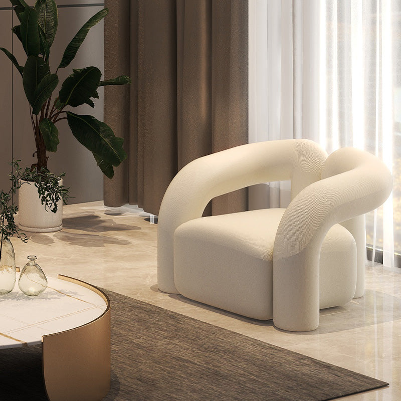 Scandinavian Seating Fabric Living Room White Tuxedo Arm Cushions Curved Sofa