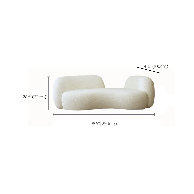 Scandinavian Seating Fabric Living Room White Tuxedo Arm Cushions Curved Sofa