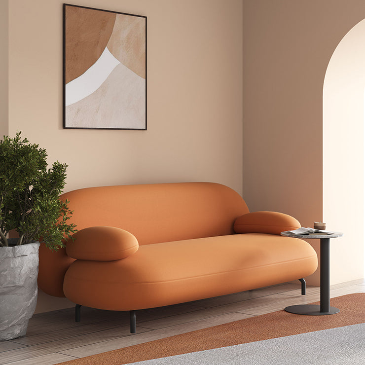 Scandinavian Settee Leather Living Room Pillow Top Arm Cushions Seating