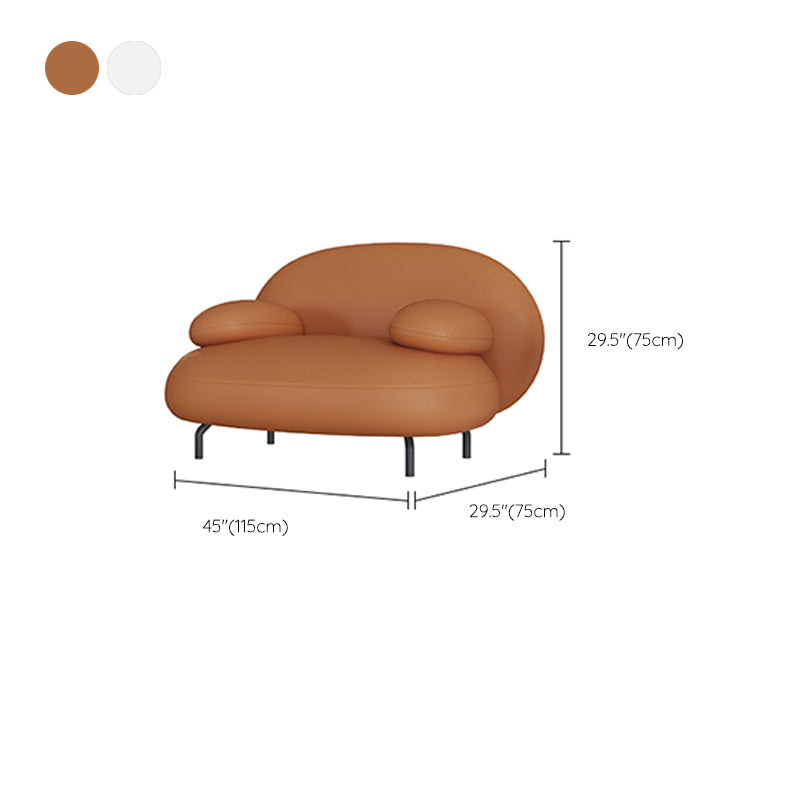 Scandinavian Settee Leather Living Room Pillow Top Arm Cushions Seating