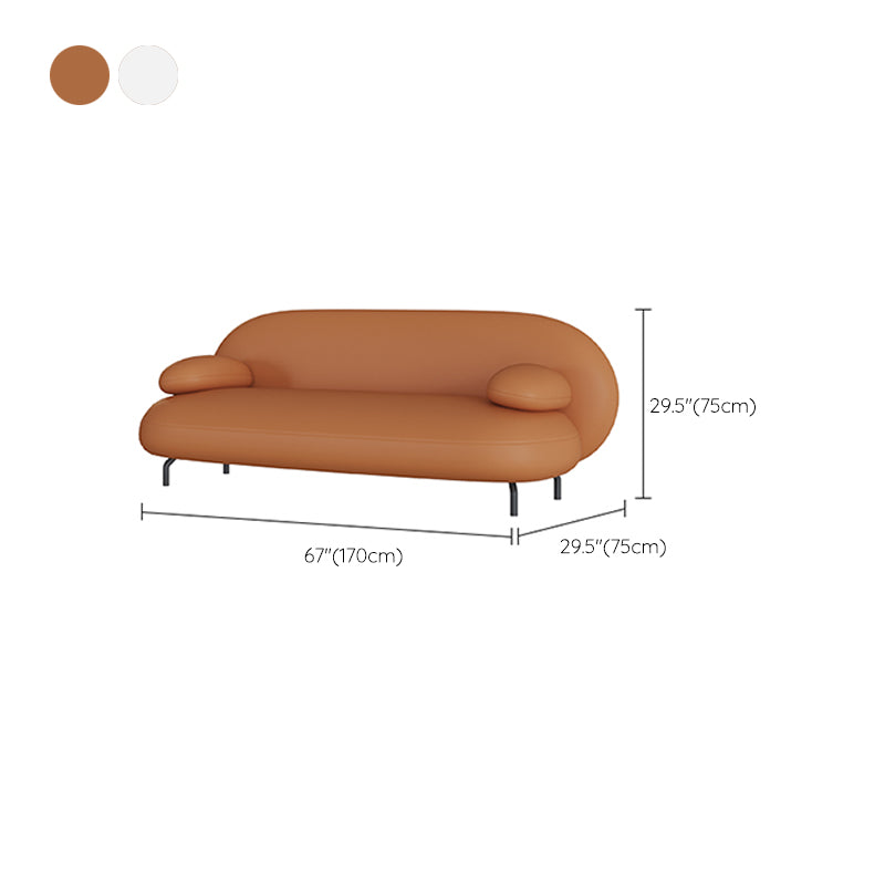 Scandinavian Settee Leather Living Room Pillow Top Arm Cushions Seating