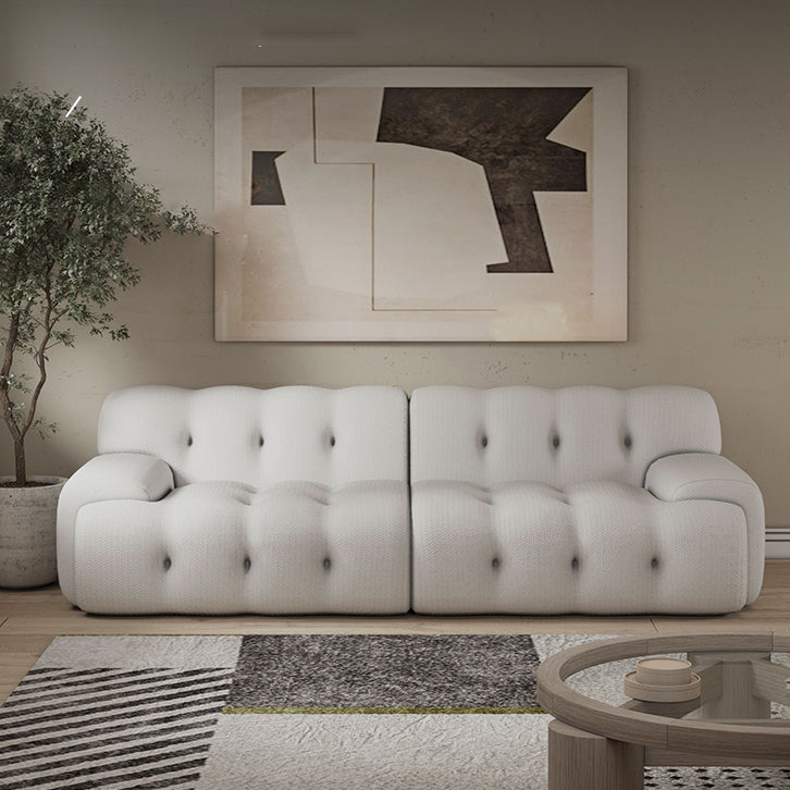 Scandinavian Seating Fabric Living Room Recessed Arm Tufted Standard Sofa