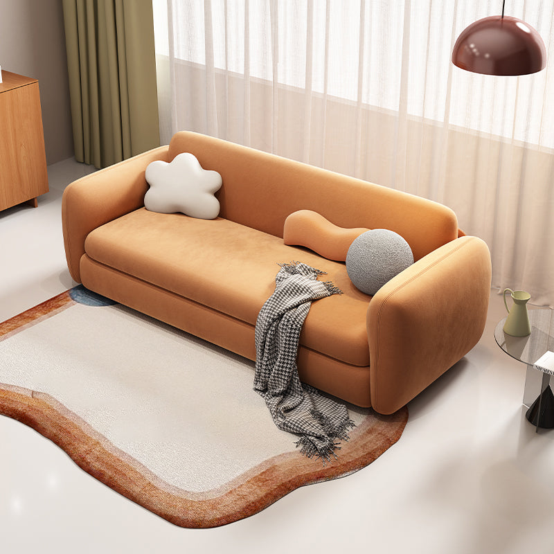 Scandinavian Settee Leather Living Room Cushions Square Arm Slipcovered Sofa Bed