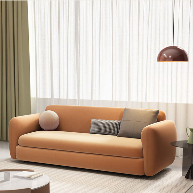 Scandinavian Settee Leather Living Room Cushions Square Arm Slipcovered Sofa Bed