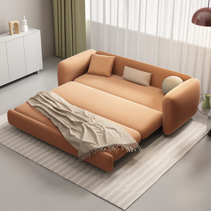 Scandinavian Settee Leather Living Room Cushions Square Arm Slipcovered Sofa Bed