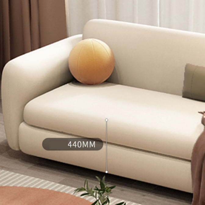 Scandinavian Settee Leather Living Room Cushions Square Arm Slipcovered Sofa Bed