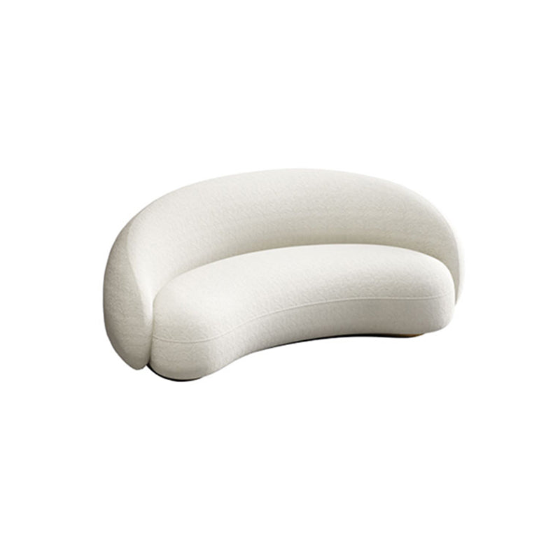 Scandinavian Sofa Fabric White Living Room Tuxedo Arm Cushions Curved Settee